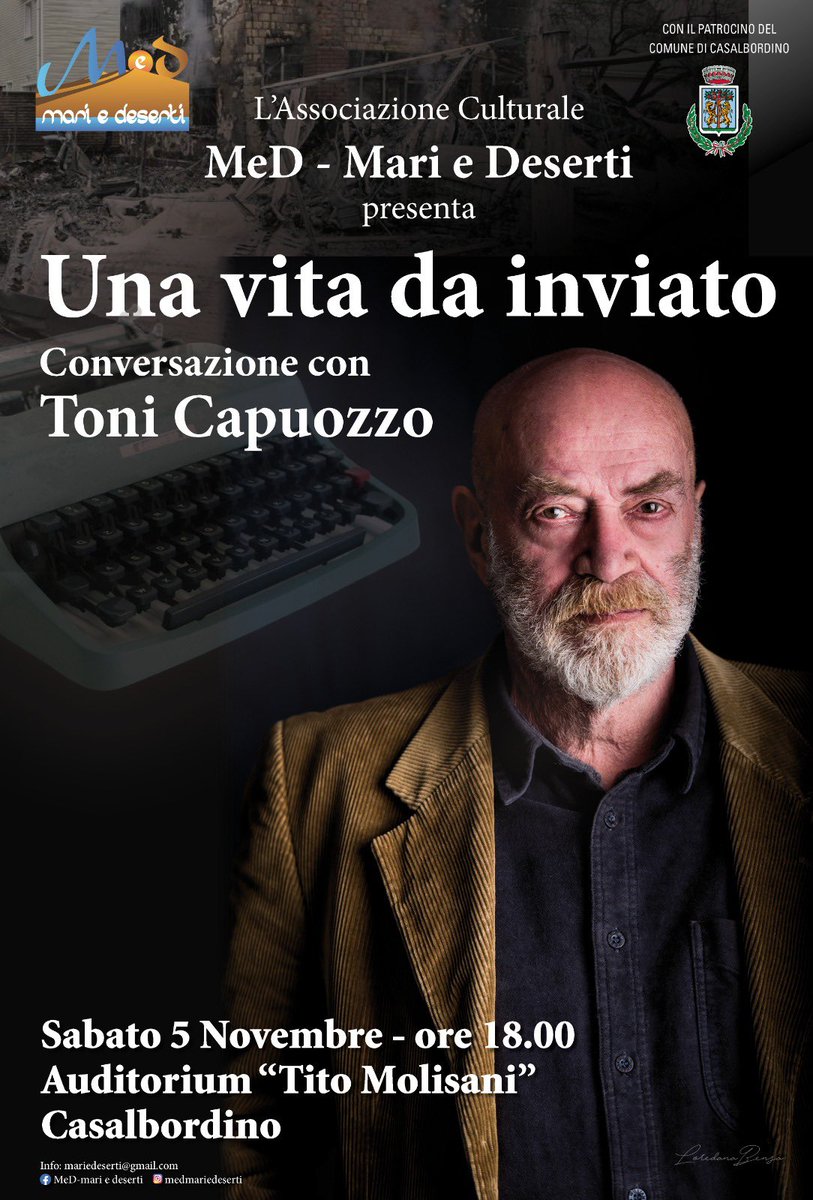 faretto75's tweet photo. Inviato speciale a #casalbordino con #medmariedeserti. Sabato 5 novembre ore 18.00. Siete tutti invitati!
@tonicapuozzo1 https://t.co/tXZFHIkfuo