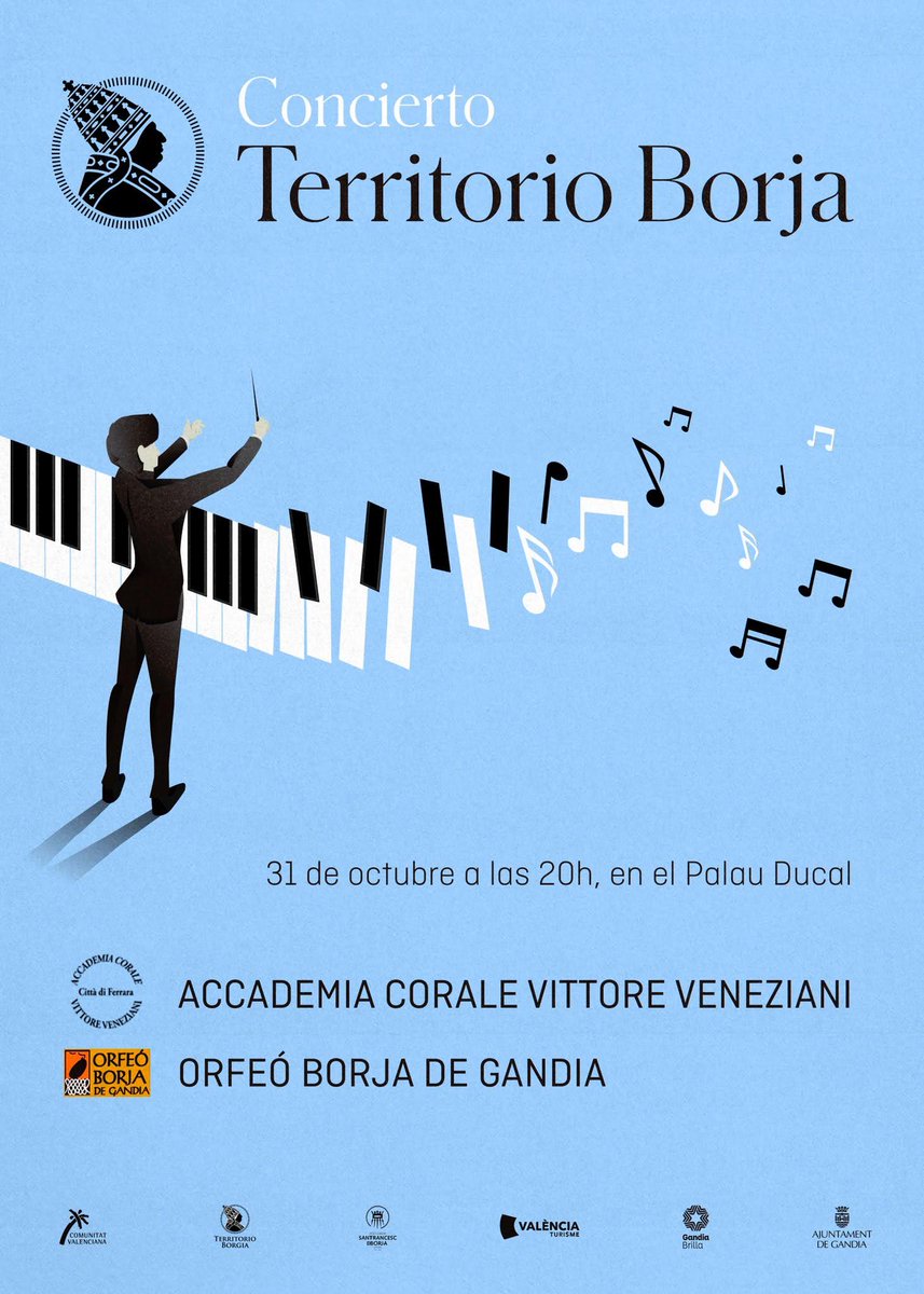 Concert de l'<a href="/OrfeoBorja/">Orfeó Borja Gandia</a> el proper 31 d'octubre a les 20h al <a href="/PalauDucal/">Palau Ducal Gandia</a> de Gandia amb la coral Accademia Corale Vittore Veneziani de Ferrara (Itàlia).