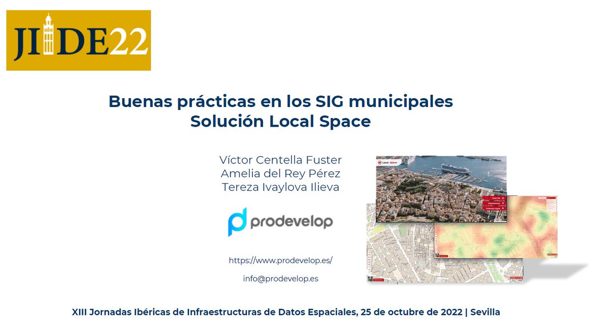 prodevelop's tweet photo. Hoy estaremos en las Jornadas Ibéricas de Infraestructuras de Datos Espaciales #JIIDE2022, donde hablaremos de buenas prácticas al implantar un #SIG o #IDEmunicipal, y veremos cómo están aplicadas en nuestra solución de SIG corporativo #LocalSpace. 🛰️🗺️

https://t.co/nHmCOdtLVB https://t.co/a4VQmfJtIS