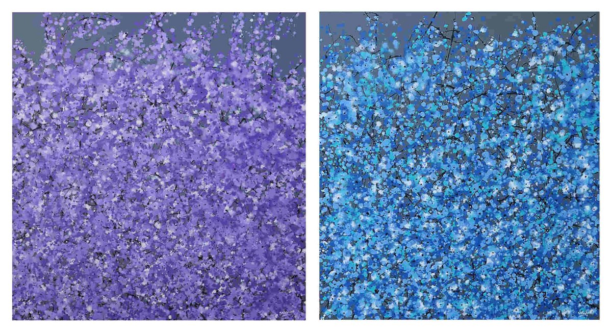 simonsgallery's tweet image. Commissioned for a home in New York the client purchased the blue blossom to compliment an existing work and then commissioned the purple to hang in the same space. These should look stunning when hung together.

#art direct from the #artist