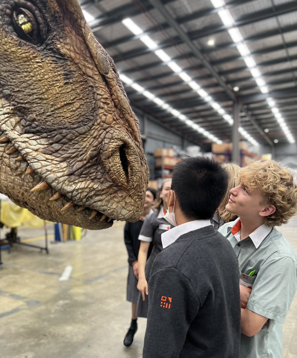 portmelbsc's tweet photo. A fantastic start to Ignite Week for some of our lucky students who joined their mentor, Rob, at Creature Technology Co. Terrific insight into how their design thinking processes work…and some scarily amazing creature interactions! https://t.co/OagX03OcPH