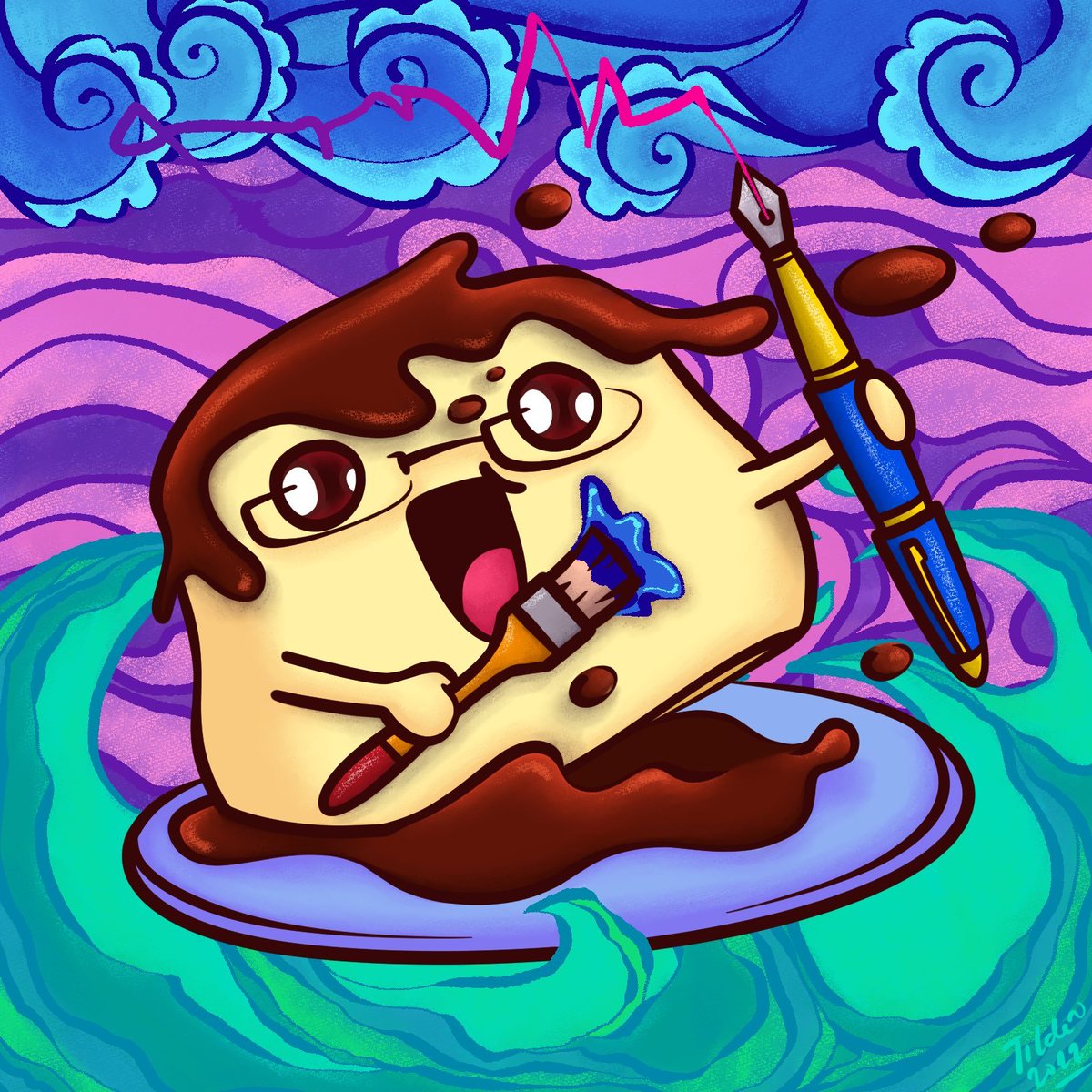 FLAN &amp; FRIENDS NFT GIVEAWAY

Today we are featuring “Flan as an imitation of an imitation” by the wonderful Tilde (<a href="/cNFTilde/">Tilde~</a>), or Alex as she's known in real life.