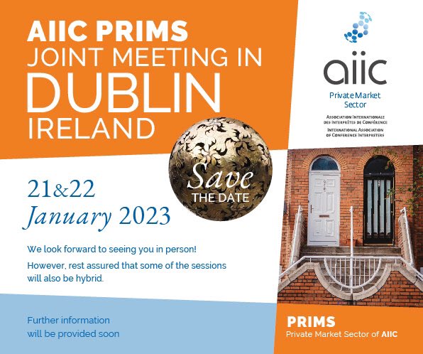 aiic_uk's tweet photo. We are so excited to be welcoming you back to our region to start off the new year! 4 years after our Prims meeting in London, welcome to #Ireland! #AIICPrims #thatswhyAIIC #1nt #interpreting https://t.co/tNZViUmpxc