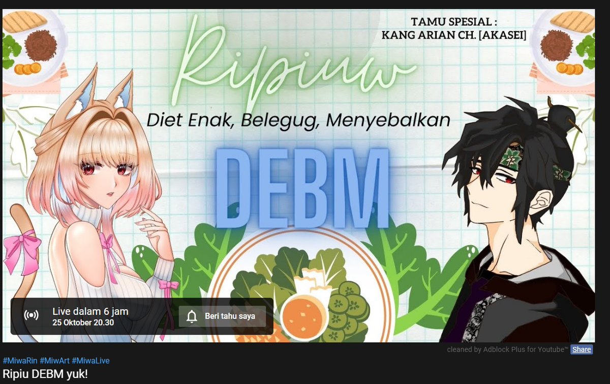 ArianAdiyaksa's tweet photo. Sampurasun

MALAM NANTI abah ada di
Chenelnya @Me0w4_Rin  
Nemenin teteh miwa ripiwww makanan DIET ENAK BELEGUG dan Menyebalkan ~~ 
WKOWKWOKW
jam 20.30 yeahh ~
https://t.co/BGRqxGCvyC https://t.co/mRnw38tnHA