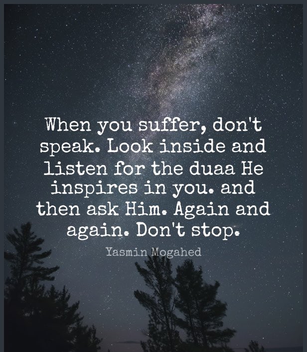 Listen for the Dua He inspires in you. Join me next month in the UK/EUROPE for my New Seminars alongside the launch of my New Book. Full details via the link here: linktr.ee/yasminmogahedtv

Itinerary: London, Liverpool, Blackburn, Dublin, Antwerp, Rotterdam &amp; Amsterdam