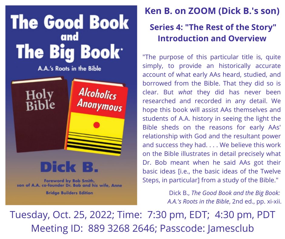 DickB_Maui's tweet photo. Aloha! Ken B. (Dick B.'s son) here. Please join me tomorrow evening (Tues., Oct. 25) at 7:30 pm, EDT; 4:30 pm, PDT; for Session 1 in Series 4: "The Rest of the Story": https://t.co/kFJ6irnrhN https://t.co/8qoviTkZgc