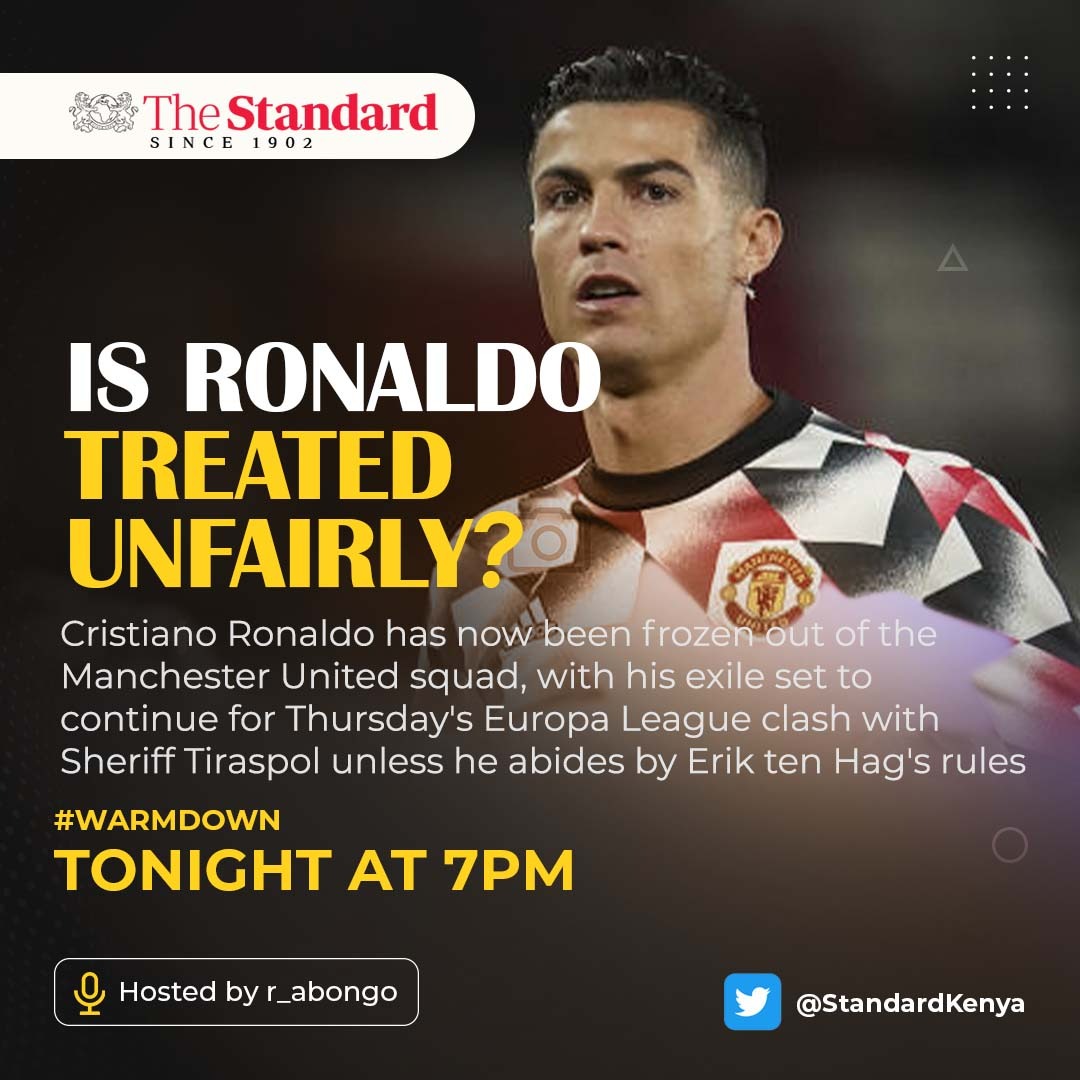 r_abongo's tweet photo. Is Cristiano Ronaldo being treated unfairly? 

Ronaldo has now been frozen out of the Man United squad, with his exile set to continue into the Europa League unless he abides by Erik ten Hag's rules.

Let’s discuss this on the #WarmDown tonight at 7pm. https://t.co/xcCxHOaigF https://t.co/ToYDCeJswY