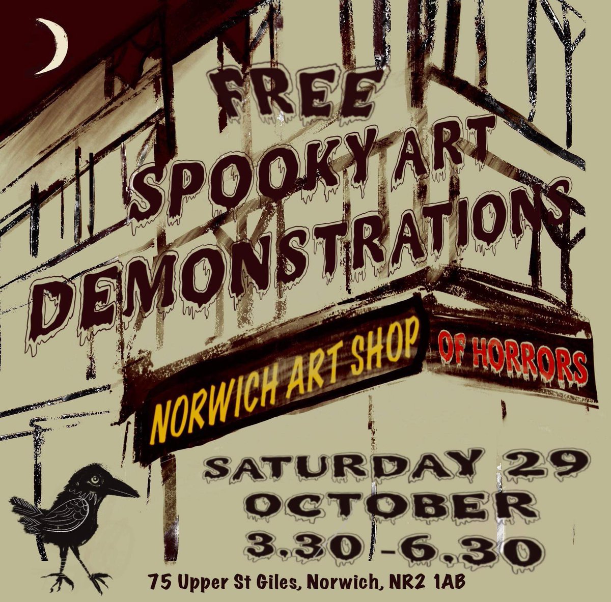 ArtShopNorwich's tweet photo. Linocut printmaker .@stellaboxprints (Hayley Webb) is Tuesday’s duty artist at 75 Upper St Giles (11.30-5).
... and talking of linocuts, we’re putting on FREE spooky Halloween demos for you on Saturday (3.30-6.30). 
Don’t miss a trick - come along for a treat.
Call 07748 303250 https://t.co/1I5FQENpCe