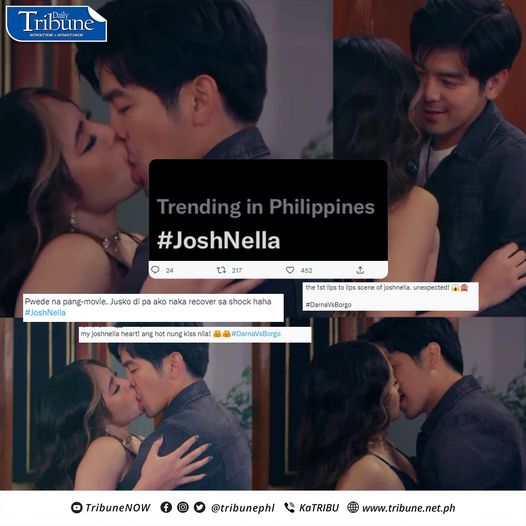 tribunephl's tweet photo. TRENDING: #JoshNella

LOOK: The passionate smooch between actors Joshua Garcia and Janella Salvador in a recent episode of the fantasy drama series "Darna" has caused a frenzy among netizens. "Jusko di pa ako naka recover sa shock," went one breathless reaction. | via Kim Sancha https://t.co/ouLqxUq8S5