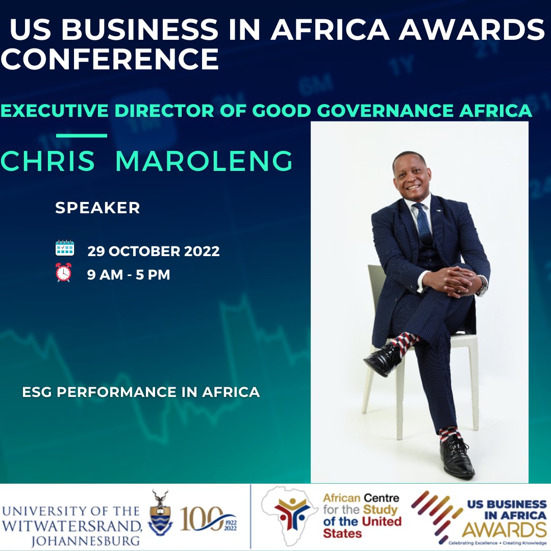USBAA_'s tweet photo. Chris Maroleng is the Executive Director of Good Governance Africa SADC and Global Advisor, the panel will begin with an introduction and framing of ESG performance as it relates to business decision-making processes. https://t.co/6NbAuP1elw