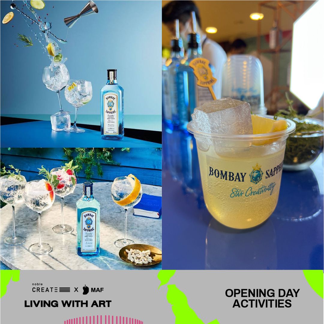 Before continuing to the other activities. The Mango Art Festival would like to thank Bombay Sapphire for their sponsorship of our opening night. I am looking forward to holding you in my palm.  See you on October 29th at Noble Create Sale Gallery.