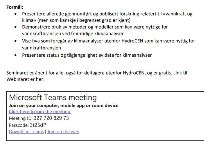 FMEHydroCen's tweet photo. Klimagruppa i HydroCen arrangerer webinar om Vannkraft og Klima!
  
Tid: 2.nov 09.00-12.00
Sted: Digitalt, Teams

Webinaret er gratis og åpent for alle (også de utenfor HydroCen). Info om program og hvordan du deltar ligger vedlagt.
Velkommen!! 😀 https://t.co/tUPE2VtnvH