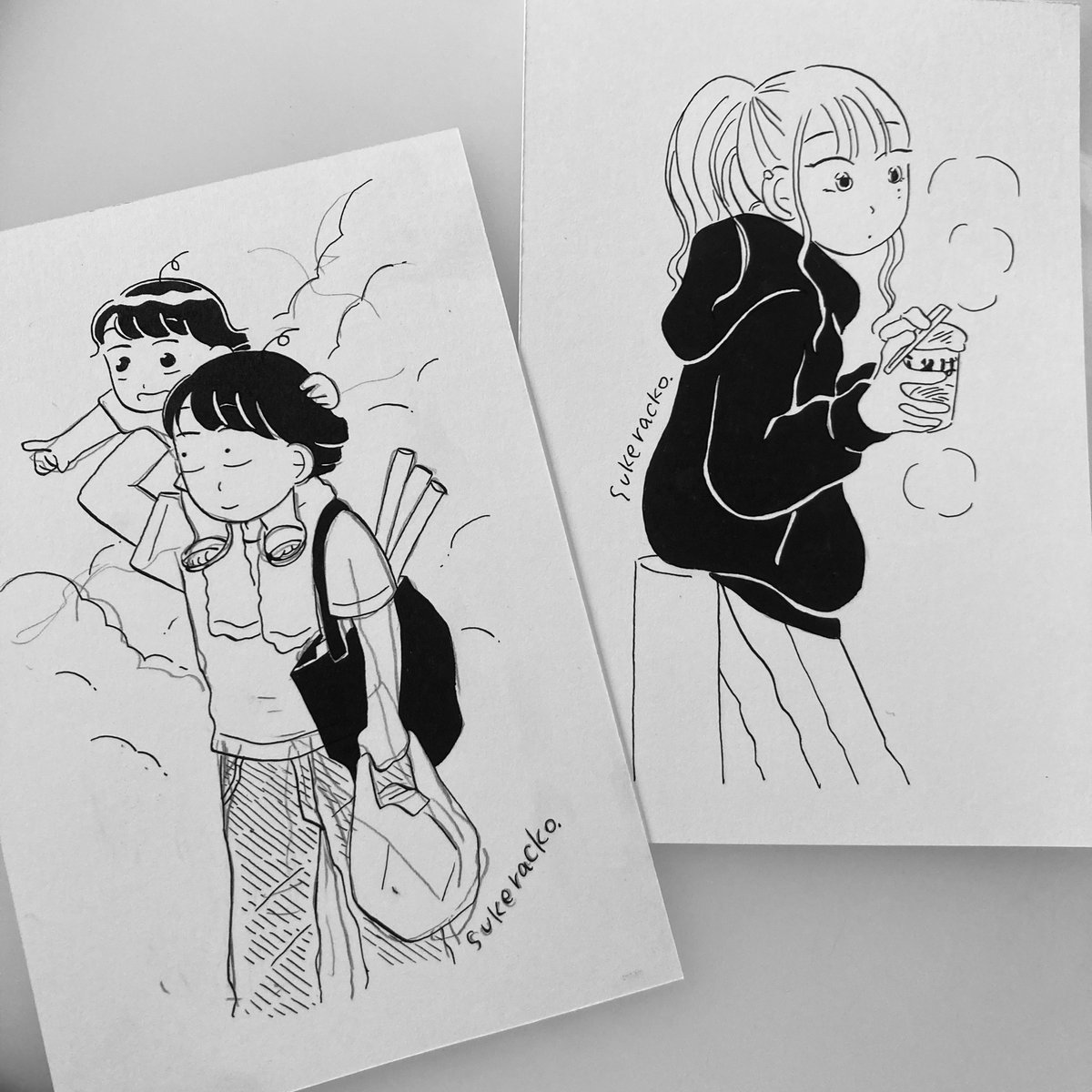 平太郎と勝弥、ゴンちゃん。
こちらのドローイングはFOLKさんでの原画展で販売します。11/1から。 