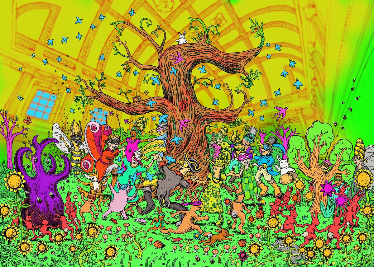 The wonderful artist <a href="/Uhperry/">perry harris</a> is playing with ideas for Forest23 inside and outside Bath Assembly Rooms 💚🌳🐝🦋🦄🐰🦫🌳💚#AssembleintheForest