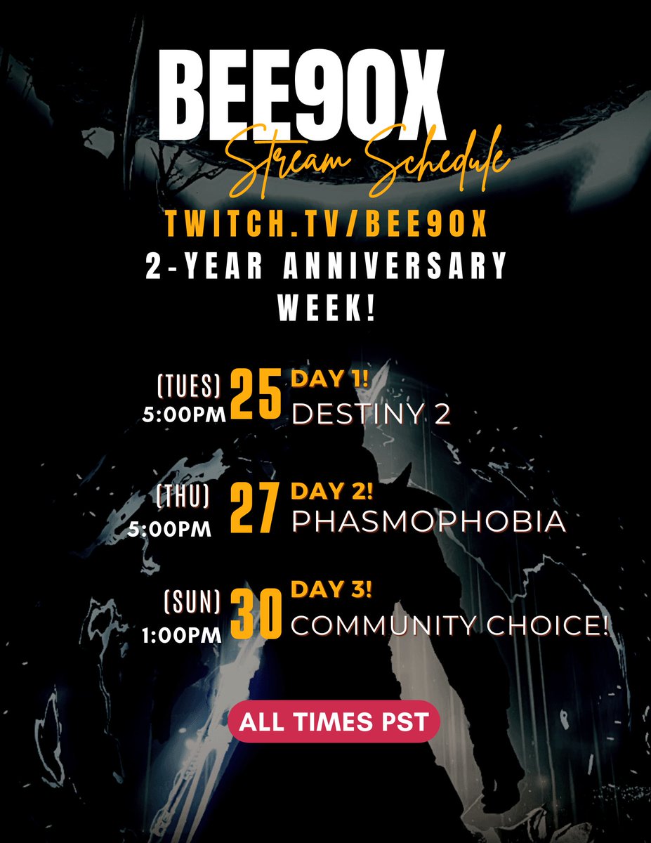 Bee90X's tweet image. 2 years on Twitch. Un-BEE-lievable! Come celebrate with me! twitch.tv/Bee90x