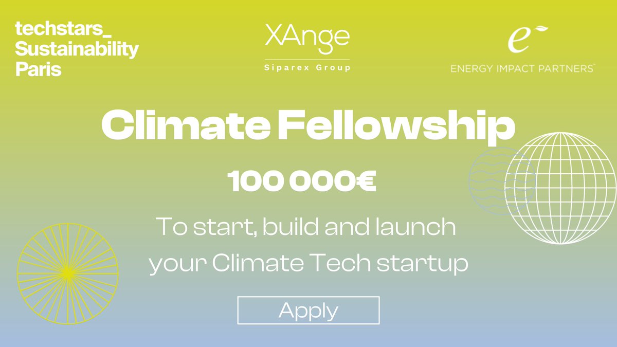 XAngeVC's tweet photo. We launched our Climate Fellowship! A one-year mentoring program + 100k to start a Climate Tech start-up. 
👉No requirements needed to apply, only a massive interest in the Climate Tech area &amp; in entreprebneurship. 
🗓️Applications open until 16/12 👇
https://t.co/I9nyRLL7wH https://t.co/r7JwwVBLBi