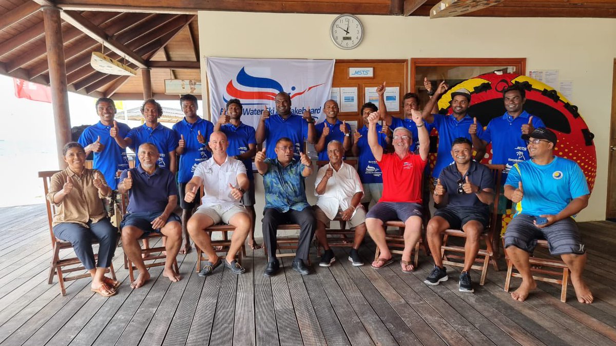 MoTmv's tweet photo. On 24th Oct Minister @Mausoom_Maus congratulated the participants &amp; trainers of Ski Board Driver and Coaching Course by @BWSWHQ and @BeachMsts. Minister thanked @KureduResort, organisers and participants for their support in development and promotion of #Maldives sports tourism. https://t.co/Q5EqOEtEVT