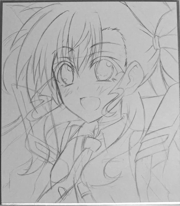 ヴィヴィオちゃん下描き終わり。
ミニ色紙にリリカルサバイバーの
衣装で描くとボリュームが
ヤバいですねw 