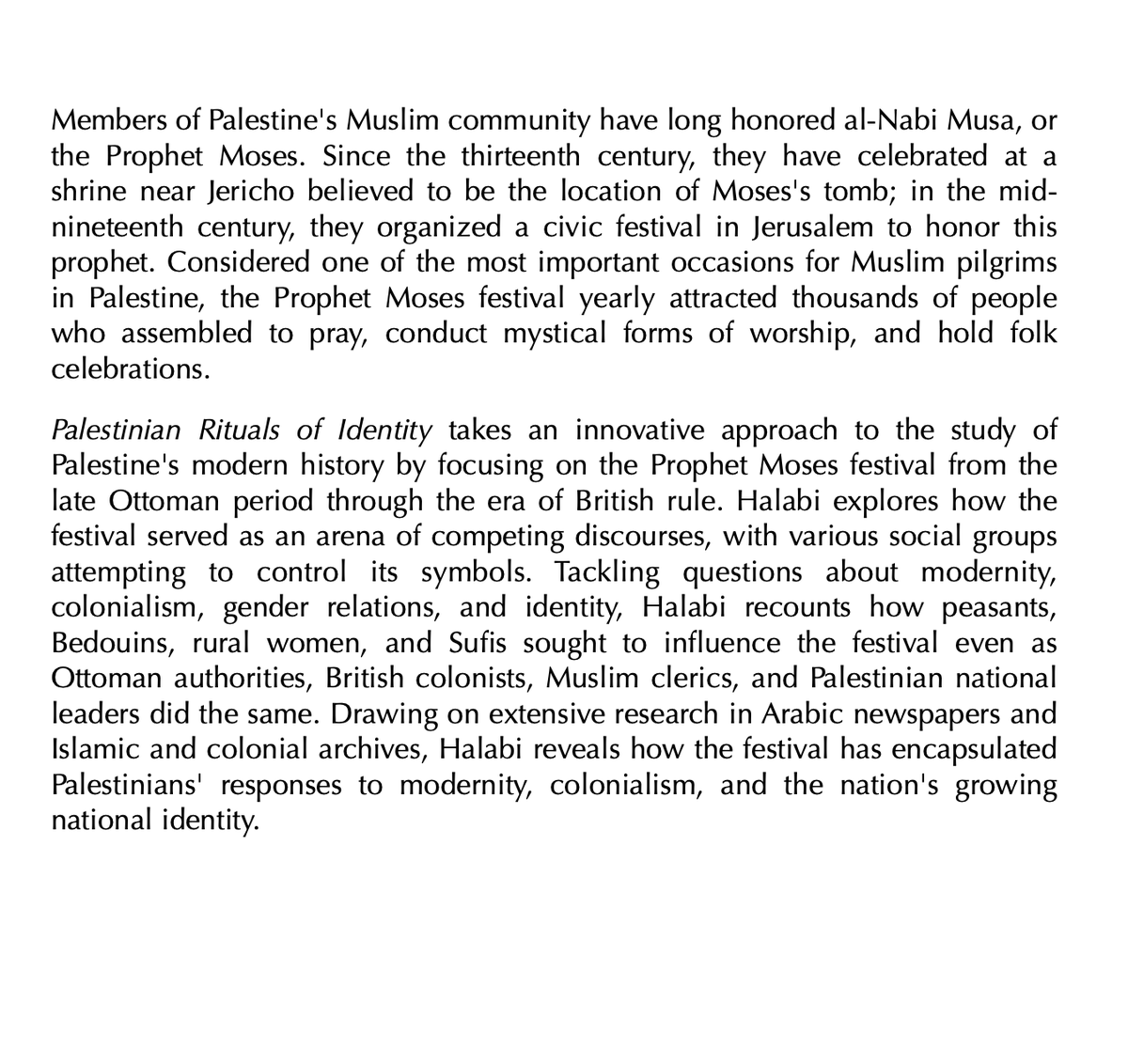 Awad Halabi - Palestinian Rituals of Identity - The Prophet Moses Festival in Jerusalem, 1850-1948 à paraître en janvier aux UTP