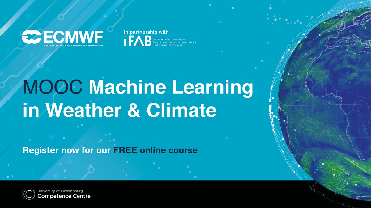Want to learn more about #MachineLearning in #weather and #climate?

Together with <a href="/IFABfoundation/">IFAB Foundation</a> we are creating a free online MOOC: 'Machine Learning in Weather &amp; Climate'.

Register now for the course starting in January 2023➡️moodle.ecmwf.int/pages/index.ht…