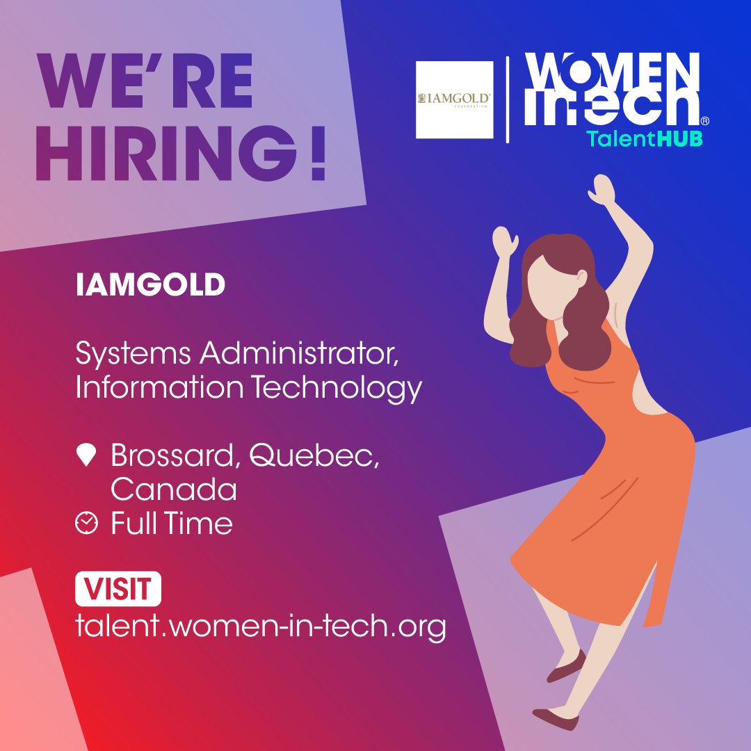 Check Out This Full Time Role with IAMGOLD on the WOMEN IN TECH - Global Movement #TalentHub Link: talent.women-in-tech.org #womenintech #stemcareers #techcareers #techroles #jobopportunities #employment #upskilling