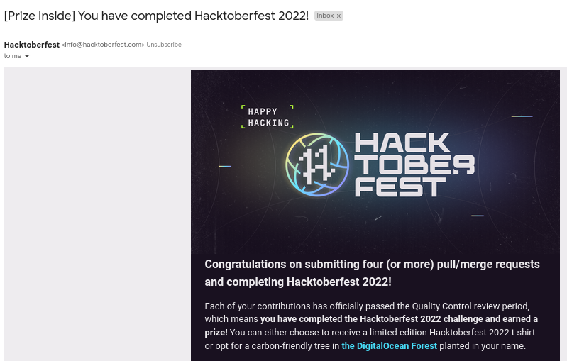 imLakshay08's tweet photo. Hey everyone, I am happy to share that I have successfully completed Hacktoberfest 2022 with all 4 PRs' merged and approved. 
Thanks to @pradumna_saraf and @eddiejaoude for helping me throughout. Learnt a lot more about open source.
#Hacktoberfest #Hacktoberfest2022 #opensource https://t.co/jgO7bwacBk
