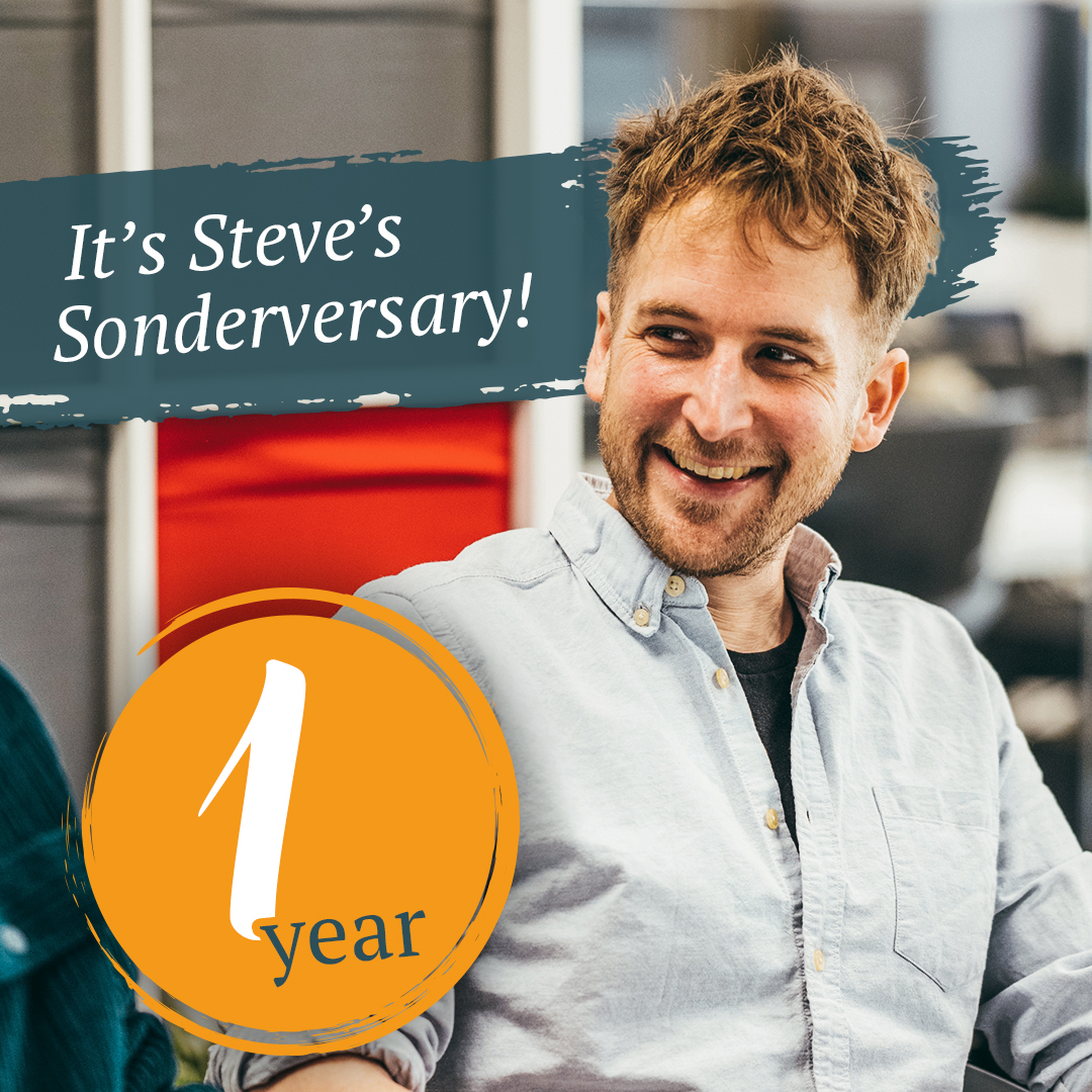 Sonder_Digital_'s tweet photo. After initially working with us as a freelancer, today marks one year since Steve joined the Sonder team as a Digital Marketing Executive and in-house Ben Fogle impersonator.  
Happy one year Sonderversary, Steve-o!
#sonderversary #teamsonder #sonder #sonderdigital   #benfogle https://t.co/xYpoyyj4gH