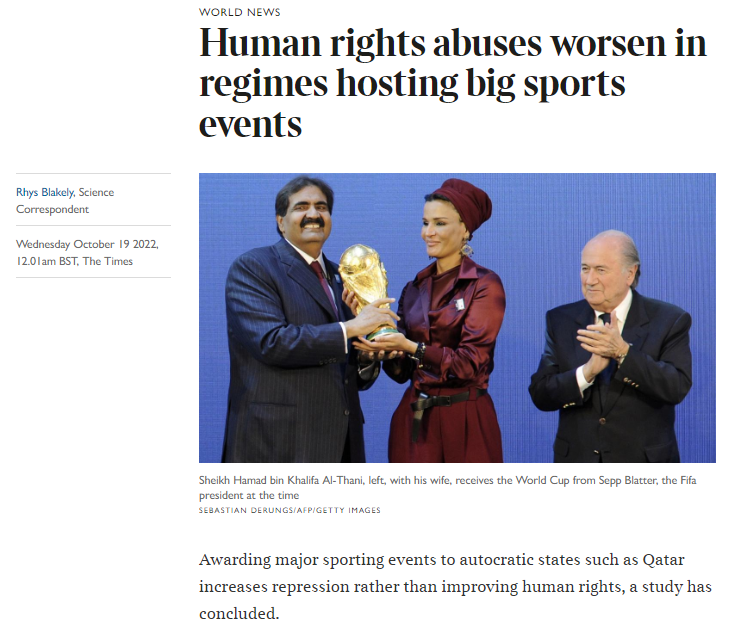 Had the pleasure of speaking to Danish radio @P1radio and @thetimes about our @apsrjournal article on why autocrats want to host international sporting events #Qatar2022, what this means for human rights, and how the regimes deceive journalists, politicians, and sports fans.