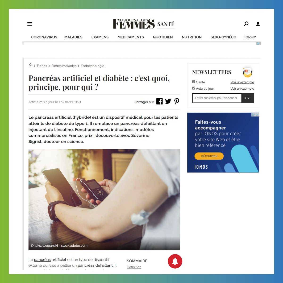 Read the interview of @Séverine SIGRIST by @Anaïs Thibaux for the health section of the <a href="/journalDfemmes/">Journal des Femmes</a>.
sante.journaldesfemmes.fr/fiches-maladie…

#diabetes #T1D #ArtificialPancreas