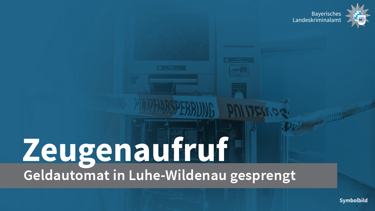LKA_Bayern's tweet photo. #Zeugenaufruf nach #Sprengung eines #Geldautomaten der örtlichen Sparkasse in 92706 #Luhe-Wildenau am 25.10.2022, gegen 03:20 Uhr am Marktplatz.
https://t.co/F9xybeKntX
Hinweise bitte an die 089/1212-0 oder jede andere Polizeidienststelle. https://t.co/NdXVfwKmYj