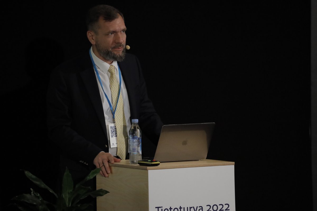 CERTFI's tweet photo. Shaping a broader international digital security regime and framing a code of conduct in crucial for a global community.

- George Dubynskyi, Deputy Minister of Digital Transformation, Ukraine
@GDubynskyi

#tietoturva2022 https://t.co/o2xOZbn7Xw