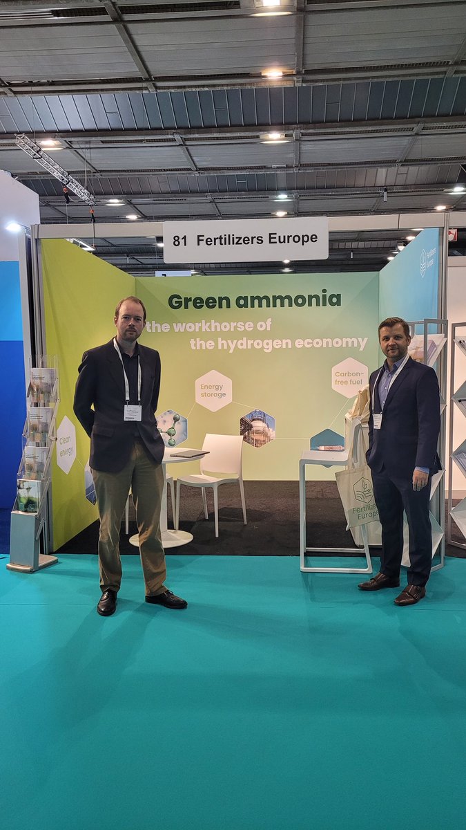 FertilizersEuro's tweet photo. We are happy to be at the #Europeanhydrogenweek expo. The fertilizer industry already produces 40% of all hydrogen in 🇪🇺. Ammonia is the workhorse of the hydrogen economy. Visit us at booth nr 81 to learn more
 #ammonia #greenenergy #brusselsexpo https://t.co/cWtrgd4rTq