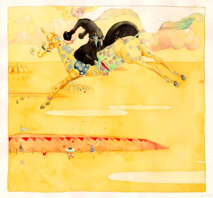 馬とかロバとか竜とかメルヘンぽいやつを…#イラストを4枚貼ると秋風に乗って絵柄を好いてくれる人の元へ届くらしい 