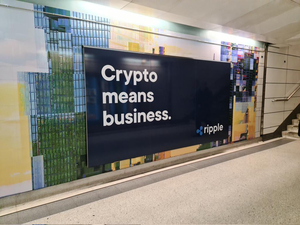 Spotted in Liverpool St station: a huge row of ads from the US crypto  company Ripple