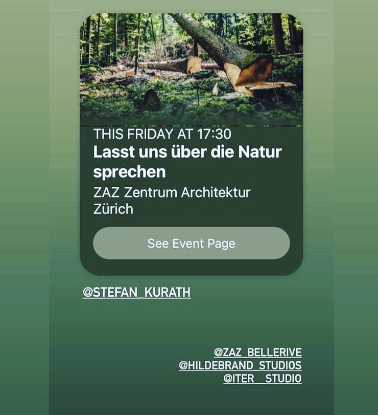 stadtlandschaft's tweet photo. dont miss. #legendary #talkaboutnature mit #michaelhampe und #gioncaminada moderation #stefankurath freitag 28.10.2022 #zaz #zurich #zhaw #instituturbanlandscape https://t.co/N0925yF4Tv