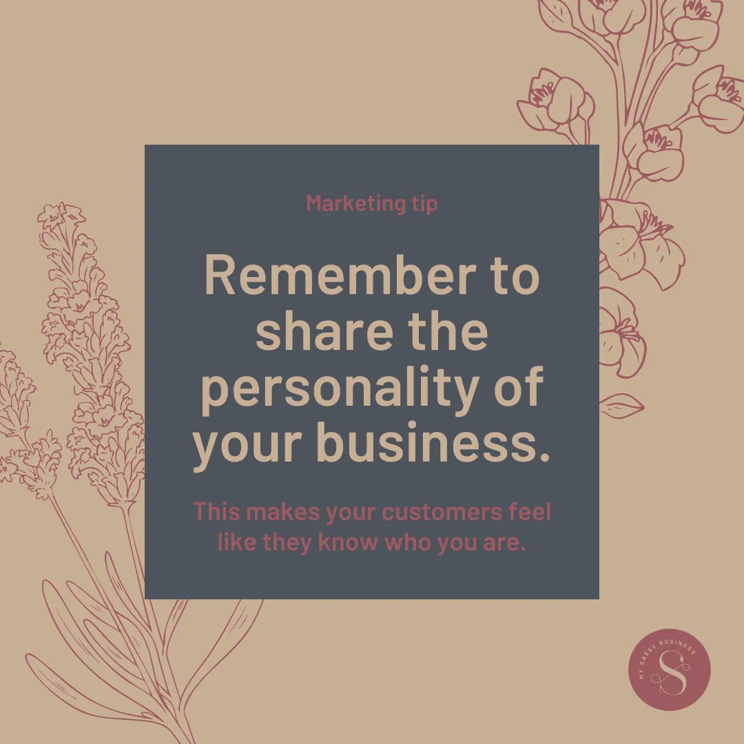 Are you sharing the personality of your business? 

#mysassybusiness
#marketing #onlinemarketing #seo #socialmediamarketing #socialmedia   #marketingtips #contentmarketing #inboundmarketing #socialmediamanagement #digitalmarketingstrategy #instagramstrategy