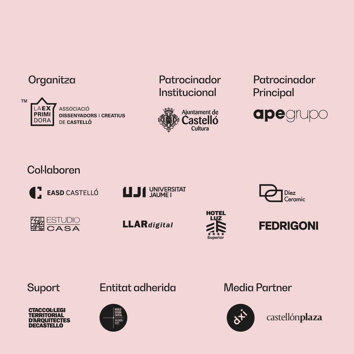 Mil gràcies als qui doneu suport al ʙᴇꜱɪɢɴ ꜰᴇꜱᴛ! 🎉

Organitza: <a href="/laexprimidora/">laexprimidora</a> 
Patrocinat per: @CulturaCS  <a href="/ape_grupo/">apegrupo</a> 

<a href="/UJIuniversitat/">Universitat Jaume I</a>  Díez ceramic, Estudio casa, Llar,
Hotel Luz, <a href="/FedrigoniPapers/">Fedrigoni</a> <a href="/ArquitectosCTAC/">Arquitectes_CTAC</a>   <a href="/WDCValencia2022/">WDCValencia2022</a> <a href="/dximagazine/">DXI magazine</a> <a href="/castellonplaza_/">Castellón Plaza</a>