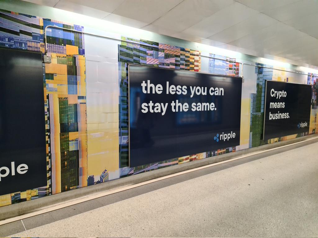Spotted in Liverpool St station: a huge row of ads from the US crypto  company Ripple