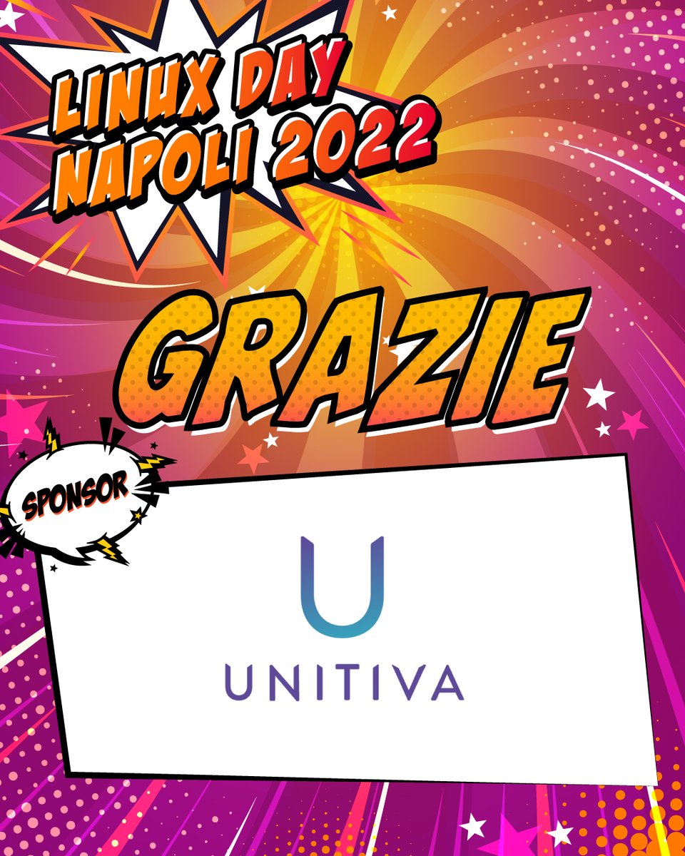 napoli_lug's tweet photo. Un enorme grazie al nostro Sponsor Unitiva
👉 https://t.co/SDrT7y5Cug
#linuxday2022 #ldna22 #sponsor #grazie #napoli #linuxdaynapoli https://t.co/4a7Zv1Pc8l