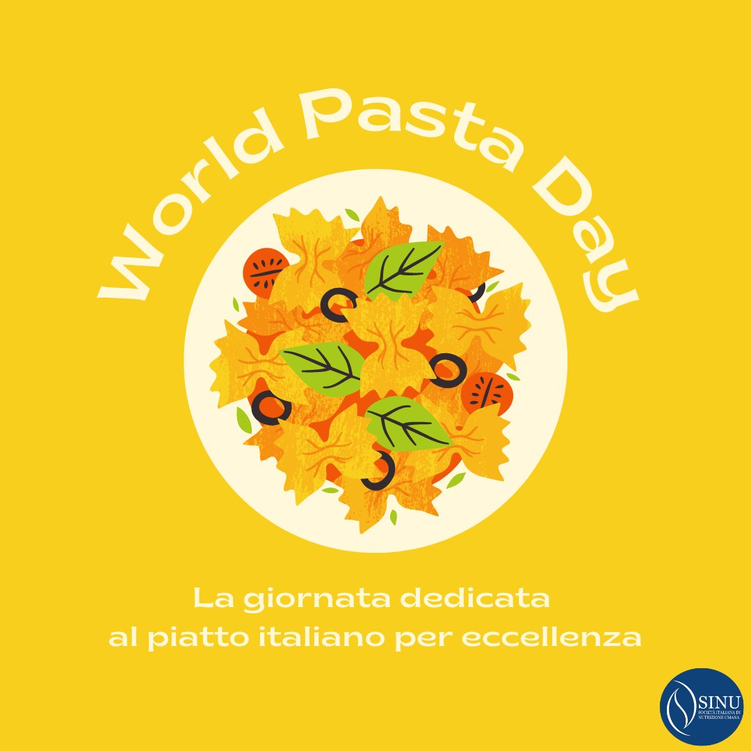 SINU_Italia's tweet photo. 🍝Si celebra oggi il World pasta day, giornata in cui tutto il mondo celebra uno degli alimenti cardine della dieta Mediterranea, la #pasta. #WorldPastaDay 🇮🇹 https://t.co/en7Nnc6lB6