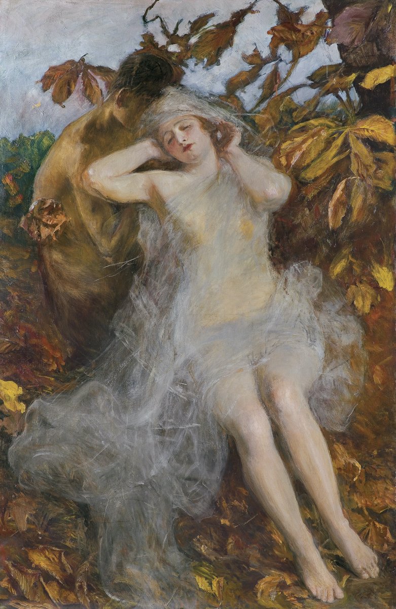 polmastersofart's tweet photo. Teodor Axentowicz - Jesień (olej na płótnie, 177 x 110 cm), ok. 1900. #PolishMastersofArt #PolishArt #PolskaSztuka #TeodorAxentowicz https://t.co/kSQbcOpI2M