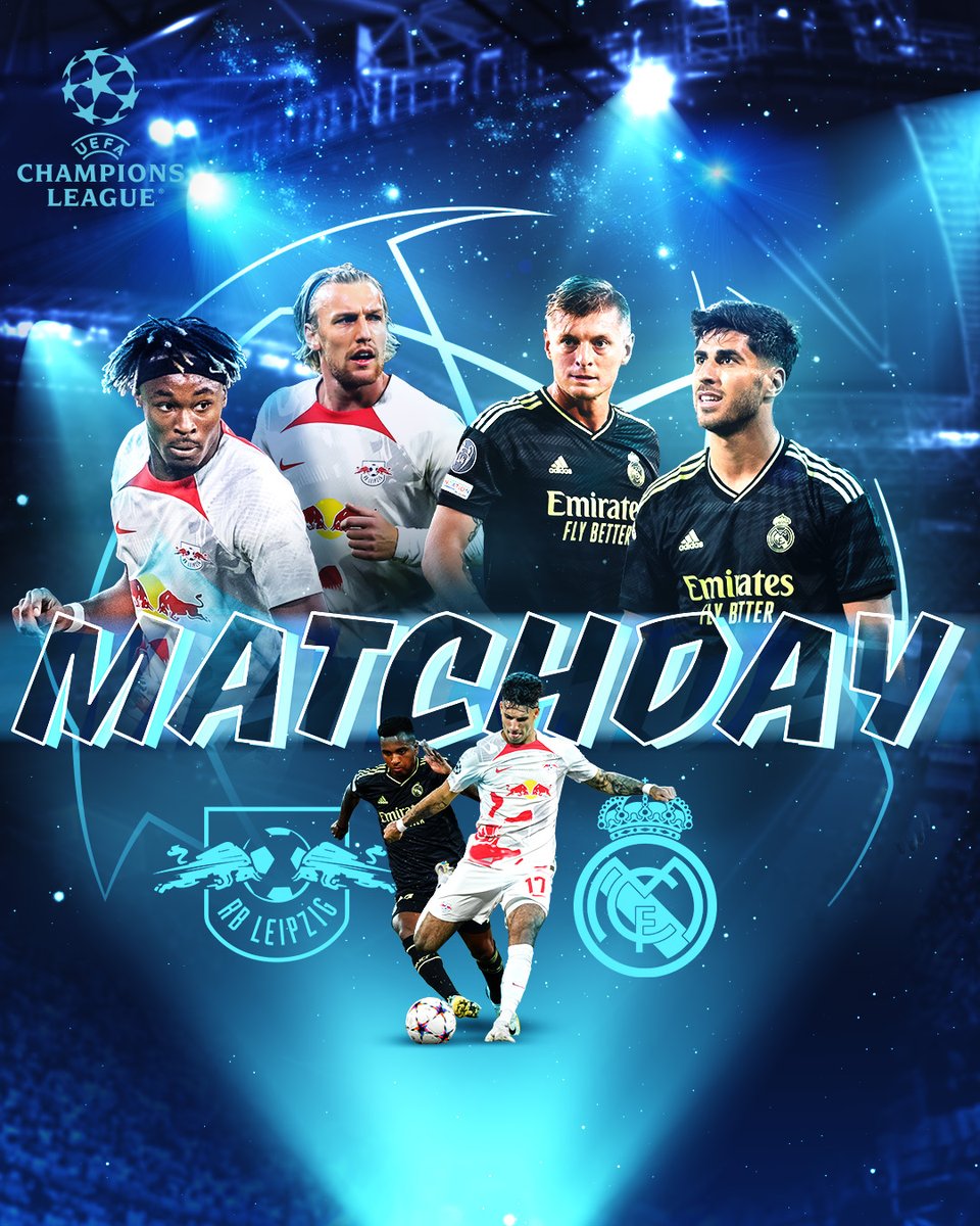 RB Leipzig (@rbleipzig) on Twitter photo ⚽✨ M-A-T-C-H-D-A-Y ⚽✨
⏰ 21.00 Uhr
✨ <a href="/ChampionsLeague/">UEFA Champions League</a>
🆚 <a href="/realmadrid/">Real Madrid C.F.</a>
📌 RB Arena
#RBLRMA #UCL ⚽✨ M-A-T-C-H-D-A-Y ⚽✨
⏰ 21.00 Uhr
✨ <a href="/ChampionsLeague/">UEFA Champions League</a>
🆚 <a href="/realmadrid/">Real Madrid C.F.</a>
📌 RB Arena
#RBLRMA #UCL