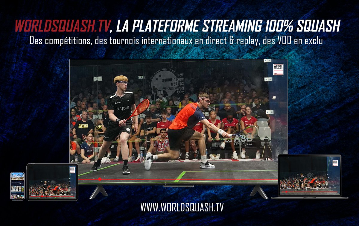 sportall_TV_FR's tweet photo. 📺Le #Squash rentre sur le parquet de Sportall 🔥

La 𝗪𝗼𝗿𝗹𝗱 𝗦𝗾𝘂𝗮𝘀𝗵 𝗙𝗲𝗱𝗲𝗿𝗮𝘁𝗶𝗼𝗻 @WorldSquash lance sa plateforme vidéo https://t.co/cp4Ez5LtXq avec #Sportall !

Au programme pour les fans de #squash :  des compétitions🌍 en live &amp; replay et des #vod en exclu https://t.co/6k6b8j7YOt