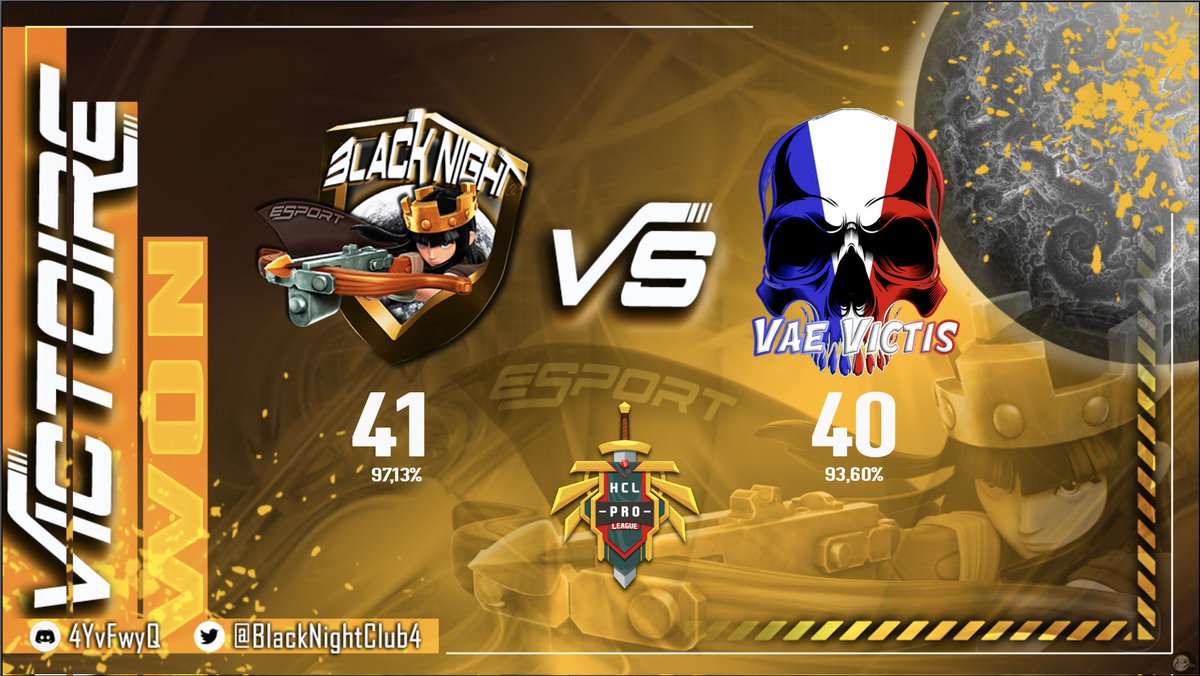 Black Night Club (@blacknightclub4) on Twitter photo Deuxième match en HCL Pro <a href="/ASKIPgaming/">ASKIP</a> , deuxième victoire.💪
GG <a href="/VaeVict28921814/">Vae Victis</a> pour ce gros match tendu jusqu'à la dernière minute.
GG ⭐️⭐️⭐️ <a href="/the_legende_BN/">JIRAYA</a> <a href="/Naraka_CoC/">【地獄】Naraka Ψ</a> @Xendere3 <a href="/Axel_Natsume/">Natsumé</a>,Flo,JP,Neil,Paul et Throogi
Dernier match de poules jeudi contre <a href="/InvictuS_clanFR/">InvictuS</a> Deuxième match en HCL Pro <a href="/ASKIPgaming/">ASKIP</a> , deuxième victoire.💪
GG <a href="/VaeVict28921814/">Vae Victis</a> pour ce gros match tendu jusqu'à la dernière minute.
GG ⭐️⭐️⭐️ <a href="/the_legende_BN/">JIRAYA</a> <a href="/Naraka_CoC/">【地獄】Naraka Ψ</a> @Xendere3 <a href="/Axel_Natsume/">Natsumé</a>,Flo,JP,Neil,Paul et Throogi
Dernier match de poules jeudi contre <a href="/InvictuS_clanFR/">InvictuS</a>