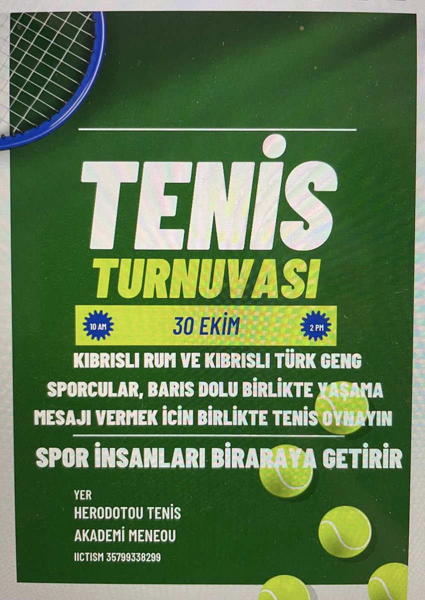 OkanDagliKIB's tweet photo. Bu Pazar Kıbrıslı gençler Larnaka’da tenis turnuvasında bir araya geliyor. #hade #tennis #bicommunal https://t.co/qXzweS7oNw