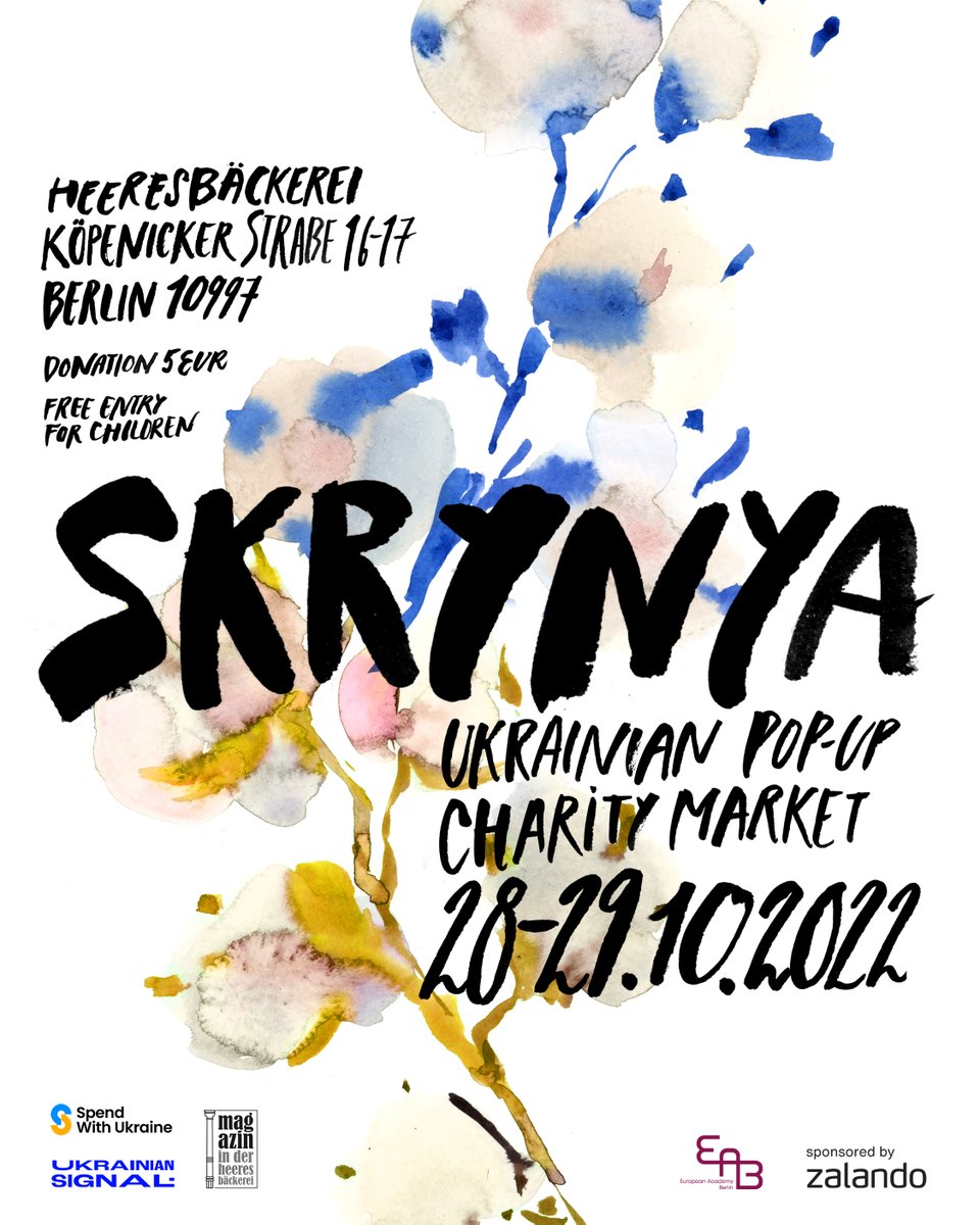 Join us this weekend at the 🇺🇦 Pop-Up Charity Market SKRYNYA in #Berlin. We're proud to be a partner together with organizer @EABBerlin The market introduces Urkainian creatives with fashion, jewelry, home deco, food, drinks & workshops. More info: instagram.com/skrynya.pop.up…