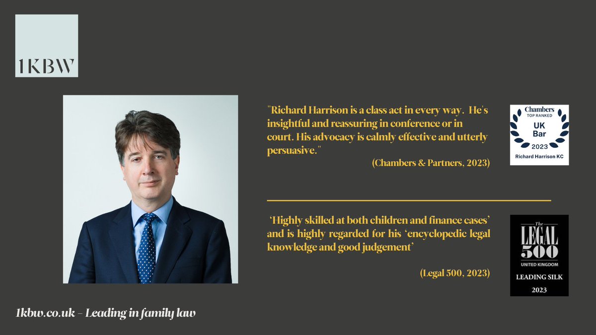 We are extremely proud of our own Richard Harrison KC who is the only Family Law barrister to achieve a Band 1 ranking for both Matrimonial Finance and Children Law in both <a href="/ChambersGuides/">Chambers and Partners</a>, 2023 and <a href="/thelegal500/">The Legal 500</a>, 2023. Congratulations <a href="/slick68/">Richard Harrison</a> on the double double!
