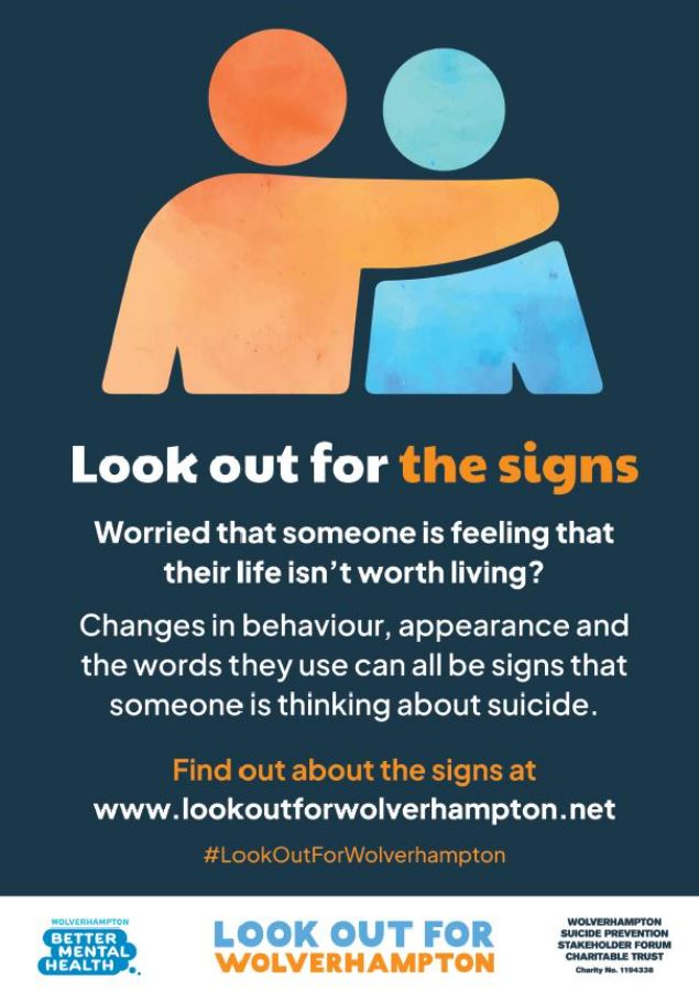 RecoveryColleg3's tweet photo. #LookOutForWolverhampton is a suicide prevention campaign, which aims to keep people safe by providing support on how to:

Look Out For:
🧡 A Loved One
🧡 A Mate
🧡 A Colleague
🧡 Anyone We Know or Care About

For more information visit:
https://t.co/oDspi5gDZE https://t.co/kg4n1X5fOD
