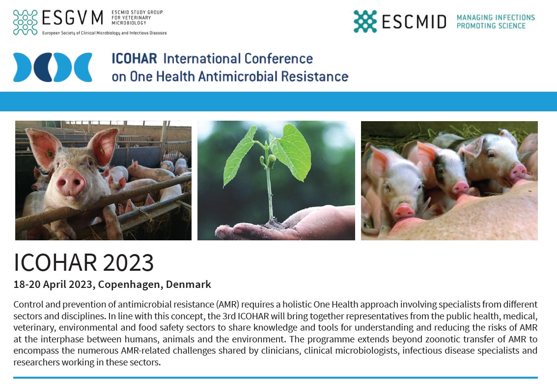 ICOHAR is back! Come and join us for an exciting One Health programme between 18 and 20 of April 23 in Copenhagen just after ECCMID! #ICOHAR #ESGVM #ECCMID #OneHealth