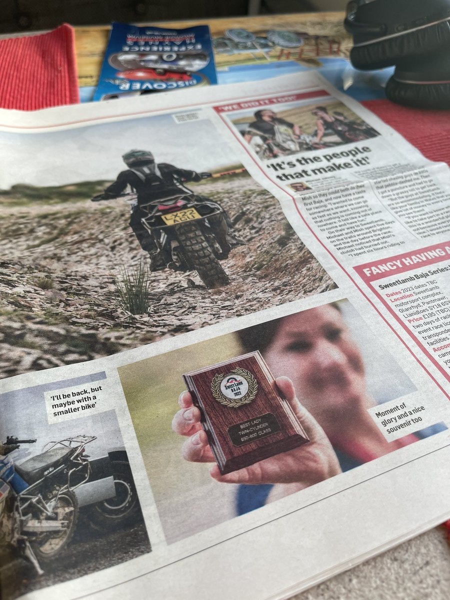 Catching up with <a href="/MCNnews/">Motor Cycle News</a> this morning. Tea and a huge dose of inspiration from <a href="/Swilsonjourno/">Saffron Wilson</a> (who is responsible for my purchase of the Tuareg). Perhaps it’s time to get back to the gym and take my own Tuareg to Wales next year for the Sweetlamb Baja. Goals really help!
